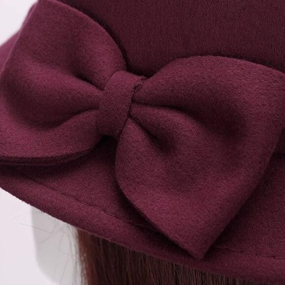 Women Bucket Style Hat‎ Church Cloche Flapper Hat w Large Bow Fashion Statement main image 3